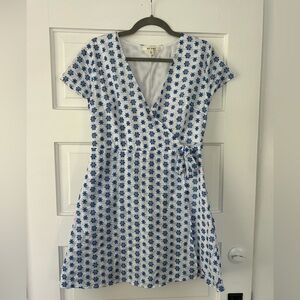 Blue Floral Wrap Dress